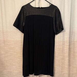 Black Faux Leather Sleeve Dress